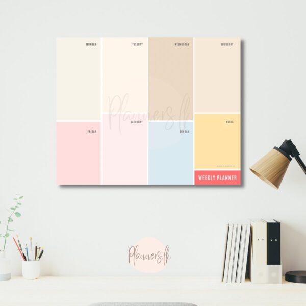 A4 Magnetic Weekly Planner - Blush Blocks