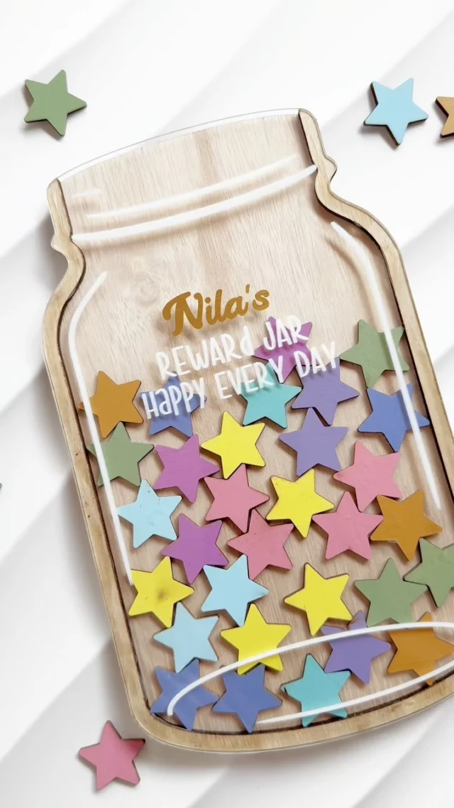 Star Reward Jar – A Fun Way to Motivate and Celebrate!

Turn everyday achievements into magical moments with our Star Reward Jar Set! Whether you’re a parent encouraging good behavior, a teacher celebrating milestones, or just someone who loves adding joy to the little wins—this charming reward system makes motivation beautiful.

What’s Inside:
✨ 1 Stylish Wooden Reward Jar (Approx: 10 x 6 inches) with a wooden stand
🌟 47 Star Tokens – in cheerful colors
💡 Comes ready to use – just set goals and start rewarding!

Perfect For:
Encouraging good habits (chores, homework, brushing teeth!)
Classroom behavior or learning incentives
Personal goal tracking or savings challenges
Desk or shelf décor with a purpose